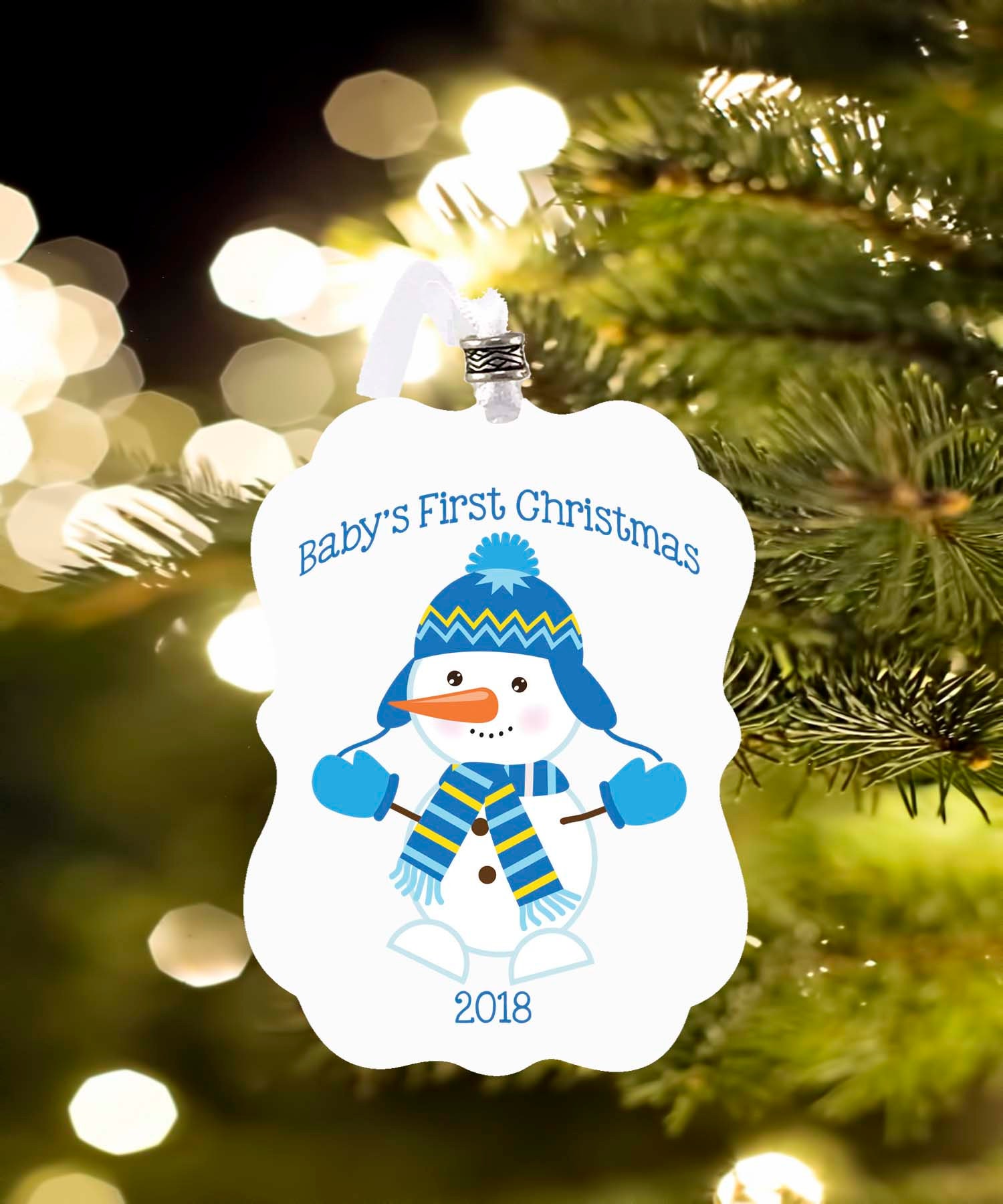 baby boy first christmas ornament personalized