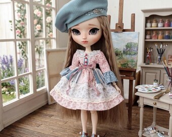 Pullip Doll Dress with Beret / Fits Blythe