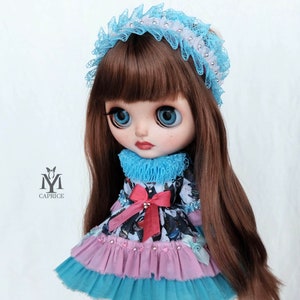 Pullip dress / Blythe Dress / Doll Dress / Headpiece / Stockings / Ruff Collar/  &quot;Alisa IV&quot;