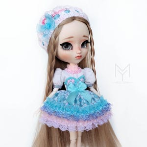 Pullip dress / Blythe Dress / &quot;Paris&quot; / Doll Dress / Beret