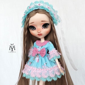 Pullip dress / Blythe Dress / &quot;Camelia V&quot; / Doll Dress / Headpiece