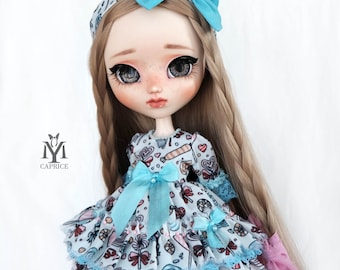 Cotton Doll Dress with Lace Trim for Pullip / Blythe