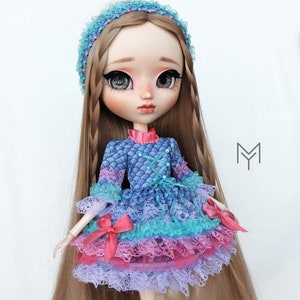 Pullip dress / Blythe Dress / &quot;Rainbow&quot; Collection / Doll Dress / Headpiece
