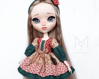 Cotton Doll Dress with Headpiece - Fits Pullip & Blythe