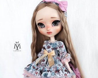 Candy Print Doll Dress with Headpiece, fits Pullip & Blythe