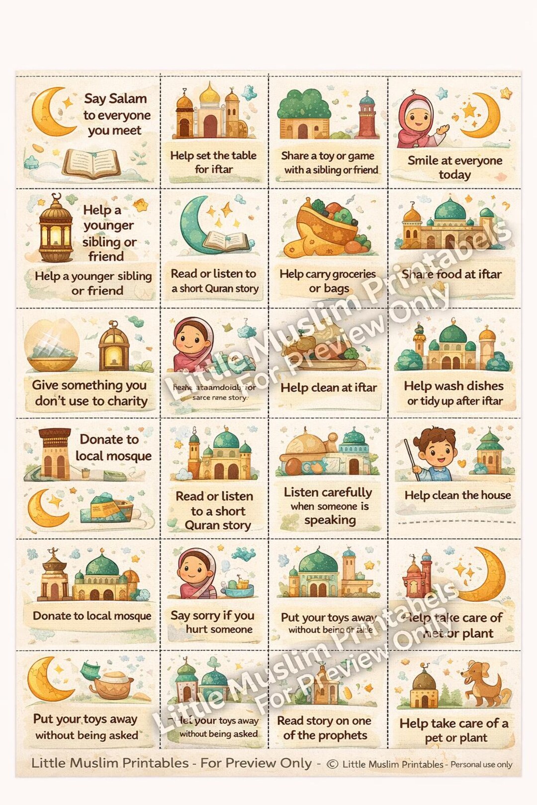 Ramadan Good Deeds for Kids | 30 Day Islamic Activity Printable Instant ...