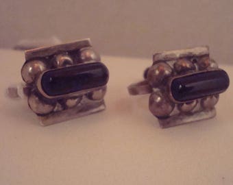 Vintage sterling and purple stone screw back earrings