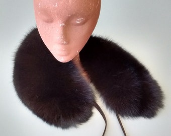 Real Fox Fur Collar + Pom Poms - Made in Canada