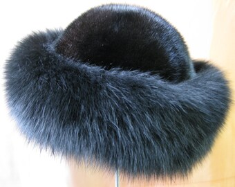 Combo Fur Hat - Black Mink & Black Fox