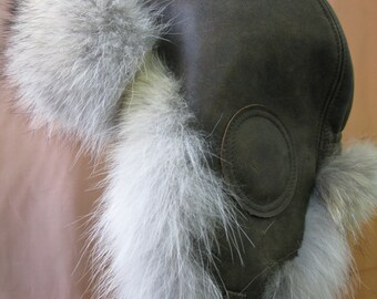 Aviator Fur Hat - Coyote & Brown Leather