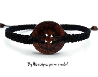 Button Macrame Bracelet Unisex Jewelry Unique Bracelet Brown and Black Boho Style Simple