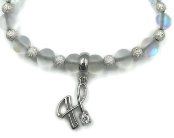 White and silver Hills memorial bracelet with H bead