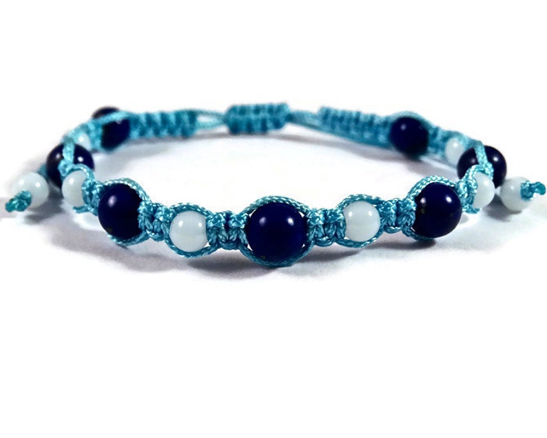 Blue Shamballa BraceletBeaded BraceletMacrame | Etsy