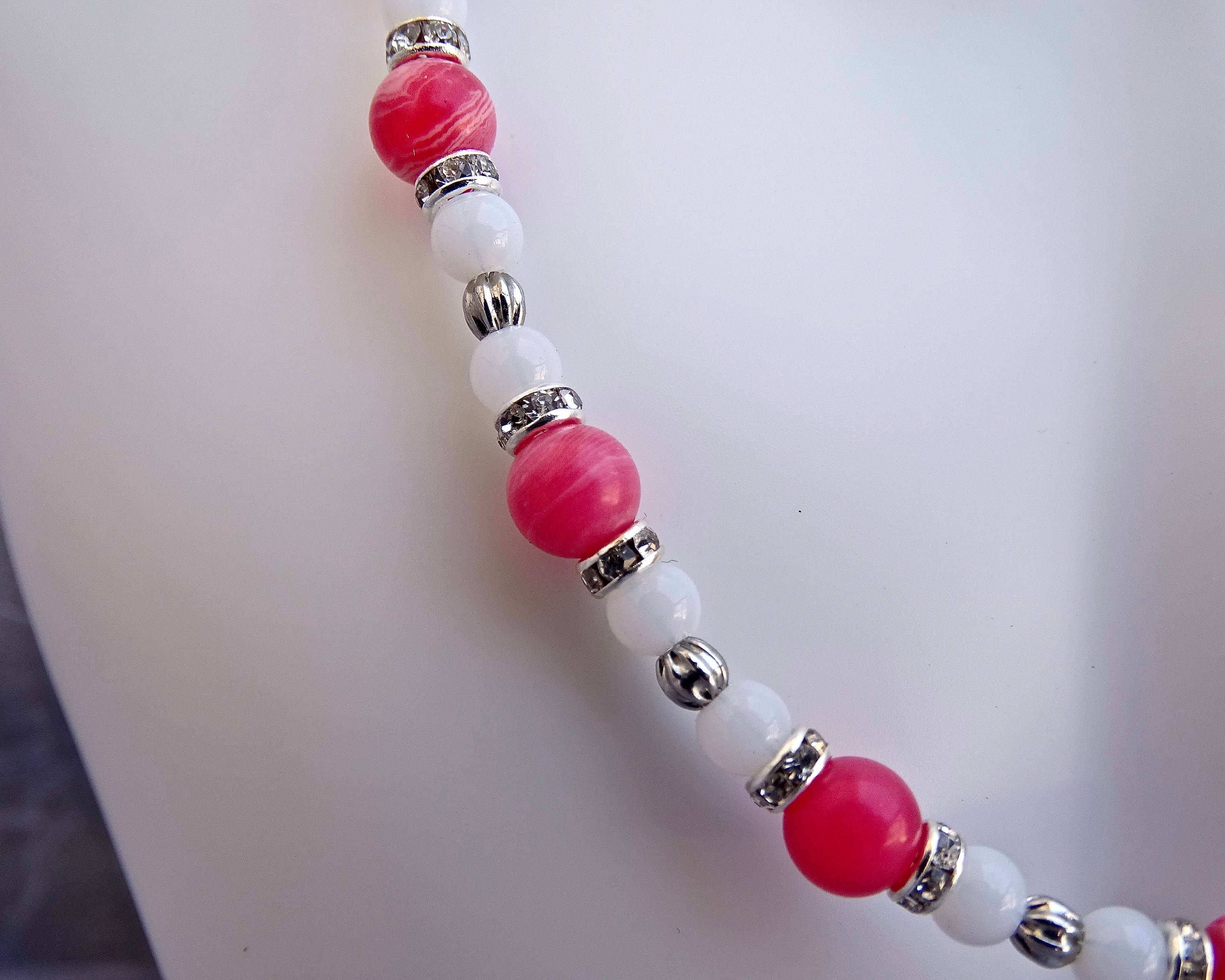 Collier Argent Avec Agate Rose Pâle - ButterflyBIJOUX - 56-60 Cm - Neuf Sans Emballage - Pierre Naturelle