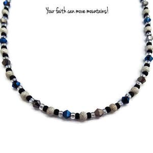 Blue and Silver Austrian Crystal Beaded Necklace~Women&#39;s Necklace~Unique Gift Idea