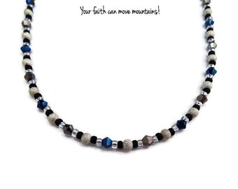 Blue and Silver Austrian Crystal Beaded Necklace~Women's Necklace~Unique Gift Idea