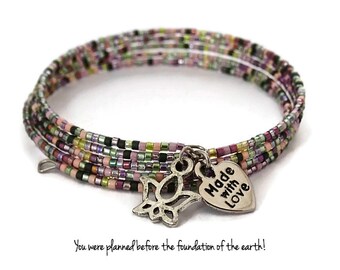 Multi-Colored Miyuki Delica Memory Wire Wrap Bracelet