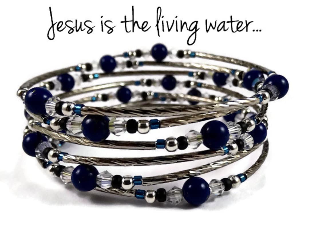 Blue Stone Braceletmemory Wire Braceletblessed Braceletchristmas