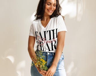 Faith Over Fear | Encouraging Shirt | Women’s Relaxed V-neck T-Shirt
