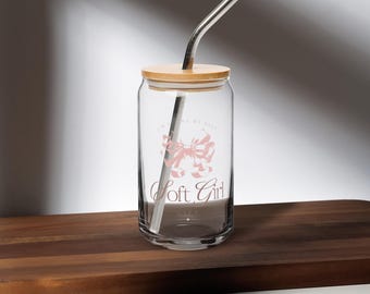 Soft Girl Life | 16oz. Glass Cup with Straw