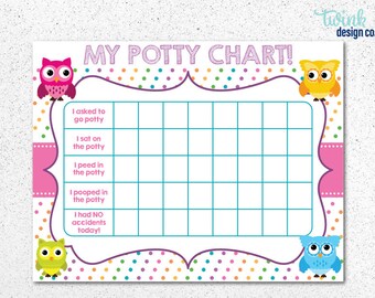 instant download printable kids sticker potty chart girls potty chart owl potty chart sticker potty chart