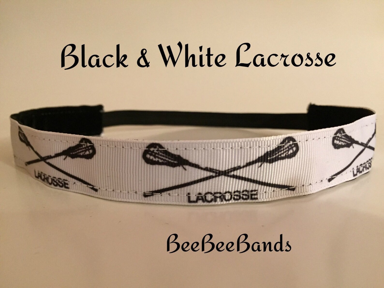 No Slip Headband Black and White Lacrosse LAX Handmade Etsy