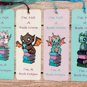 I&#39;m not a Book Worm I&#39;m a Book Dragon Cute dragon Bookmark  - Perfect for Book Lovers and Gift Giving