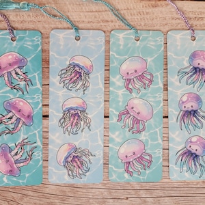 Under Water Charm Handmade Metal Cute Jellyfish Bookmarks - Ocean Lover Gift, Book Accessories, set of 4