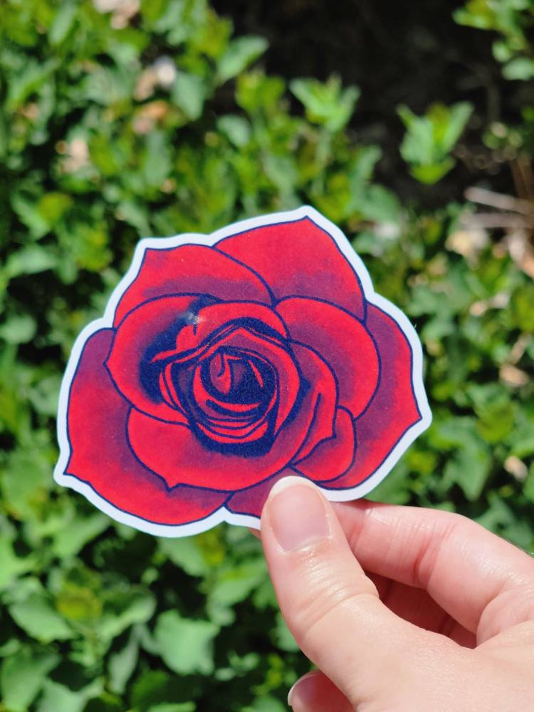 Beautiful Red Rose Die Cut Sticker, Pretty Flower Sticker, Rose Sticker