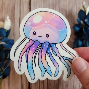 Adorable Glossy Jellyfish Die Cut Sticker for Laptops, Notebooks and More