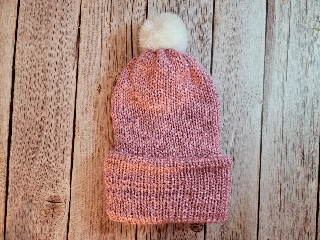 Women\'s French Style Double Layer Warm and Soft Knitted Beanie Hat Pink il_fullxfull.3608583617_rjls.jpg main image 3