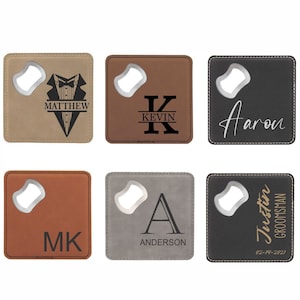 Groomsmen Gifts, Coaster Bottle opener, Groomsmen Gifts Personalized Coaster Groomsmen Proposal Best Man Gift Custom Square Groomsman gift