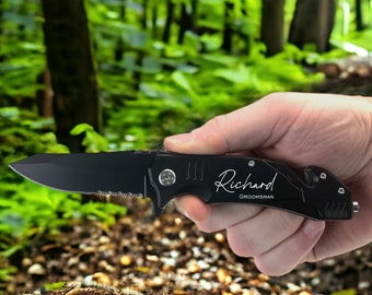 Engraved Pocket Knife, Groomsmen Gifts, Black Custom Knife boyfriend gift for him, Gift for dad, Fathers Day gift