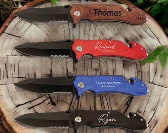 Engraved Pocket Knife, Groomsmen Gifts, Black Custom Knife boyfriend gift for him, Gift for dad, Fathers Day gift