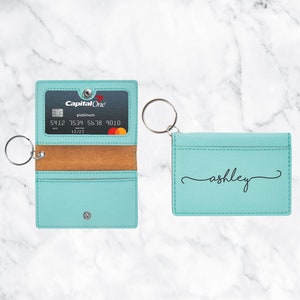 Cartera con llavero personalizado, tarjetero personalizado, cartera de cuero, regalo para hija, regalo para ella, regalo de cumpleaños