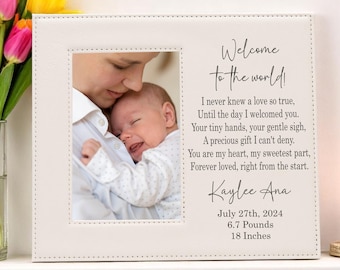 Personalized Baby Picture Frame – Custom Newborn Gift with Name, Poem & Birth Stats – Baby Girl or Boy Nursery Keepsake