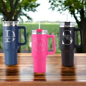 Personalized 40oz Tumblers with Handle & Straw