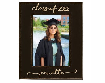 GIFT FOR GRADUATE Special Display Graduation Portrait Glass Photo Frame Engraved Silver 5X7-2021 CLASS OF 2021 PICTURE FRAME – An Elegant Black Leatherette Frame Engraves in a Beautiful Silver 