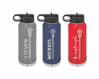 Personalized Lacrosse Player Water Bottle, Lax Waterbottle in 20oz, 32oz or 40oz, Lacrosse Gift, Lacrosse Water bottle, LAX Gift