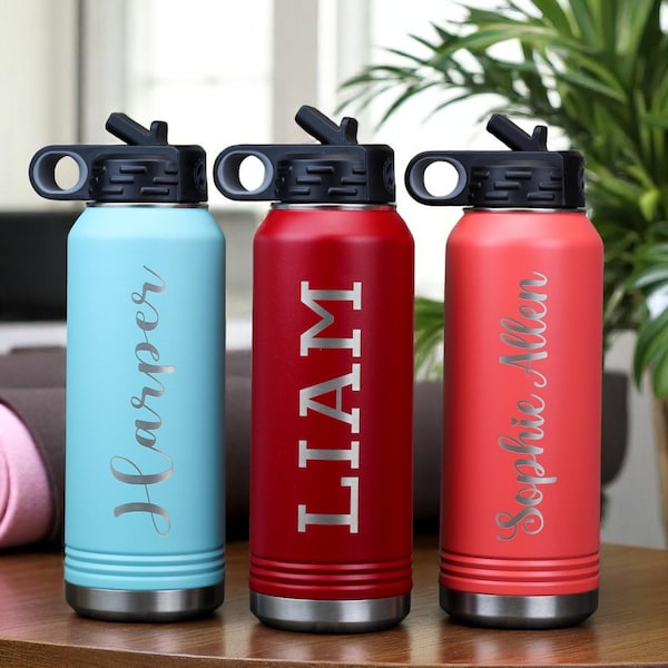 Custom Water Bottle, Personalized Engraved Water Bottle, Sports Water Bottle Gift, Gym Water Bottle, Back to School Gift for Teen