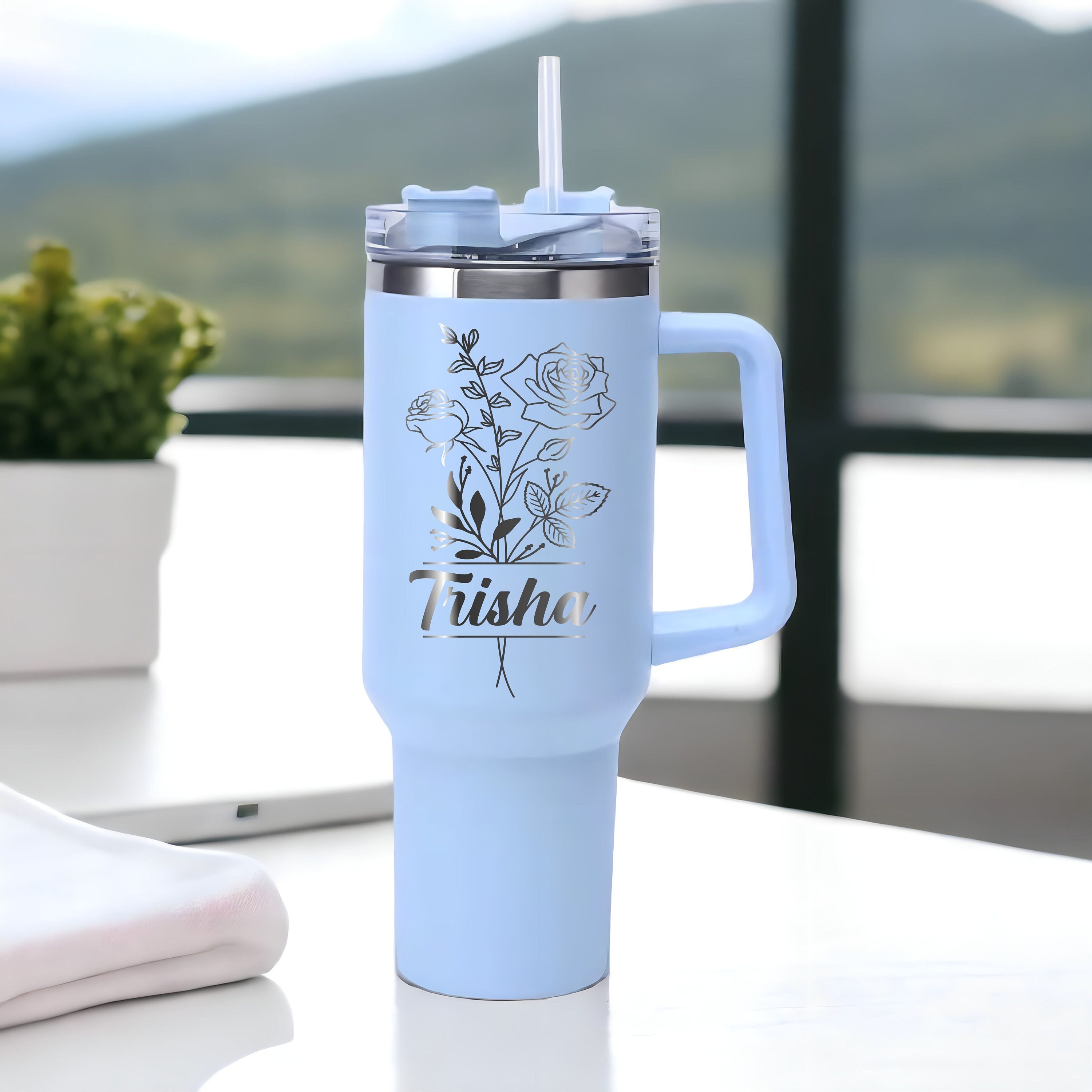  40 oz Tumbler with Handle and Straw,Custom Stainless Steel  Insulated Tumbler with Name Travel Coffee Mug Personalized Christmas  Birthday Gifts for Women Men : Handmade Products
