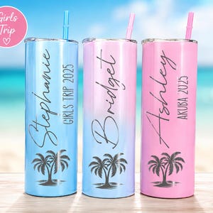 Vacation Cups, Engraved Beach Tumblers, Personalized Cups with Name, Skinny Tumbler with Name, Engraved Cup, Cruise Cups