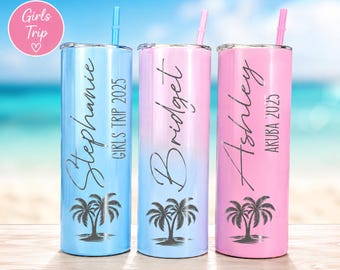 Vacation Cups, Engraved Beach Tumblers, Personalized Cups with Name, Skinny Tumbler with Name, Engraved Cup, Cruise Cups