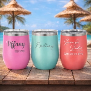Custom Wine Tumbler, Personalized Bridesmaid Gift, Engraved Bridesmaid Tumbler, Bachelorette Tumbler, 21st Birthday Wine Tumbler Gift