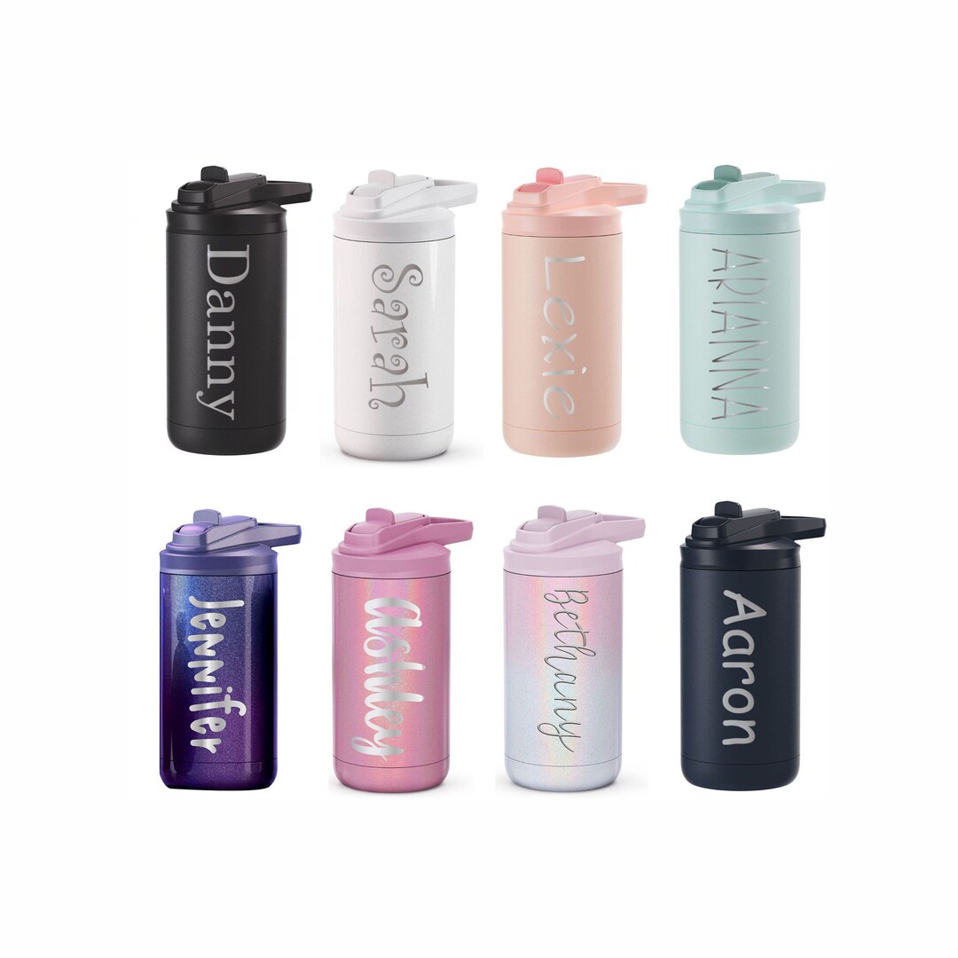 Personalized Kids Water Bottle With Straw, Back to School, 12 Oz Stainless Steel Custom Laser ...