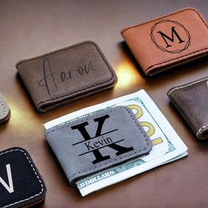 Anniversary gift for him, Personalized Money Clip for Men, Custom Magnetic Leatherette Money Clips, Gift for Him, Groomsmen Gifts for Dad