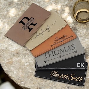 Personalized Checkbook Cover, Leather Check Wallet, Engraved Checkbook Holder, Gift for woman, Custom Checkbook Case, Gift for her