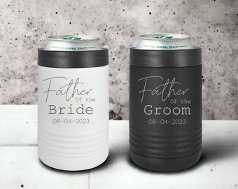 Personalized Father of the Bride or Father of the Groom Can Cooler. Engraved Can Holder, Beer Bottle Holder