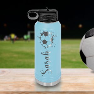 Personalized Soccer Water Bottle for Girls – Custom Name Kids Sports ...