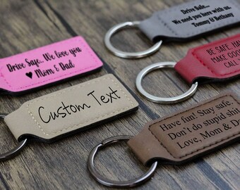Drive Safe Customizable Leatherette key chain, Gift for her, gift for Girlfriend, New driver, Teen Gift, daughter gift, Gift for wife